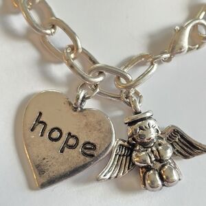 Angel bracelet silver tone charm Heart hope chain religious guardian angle